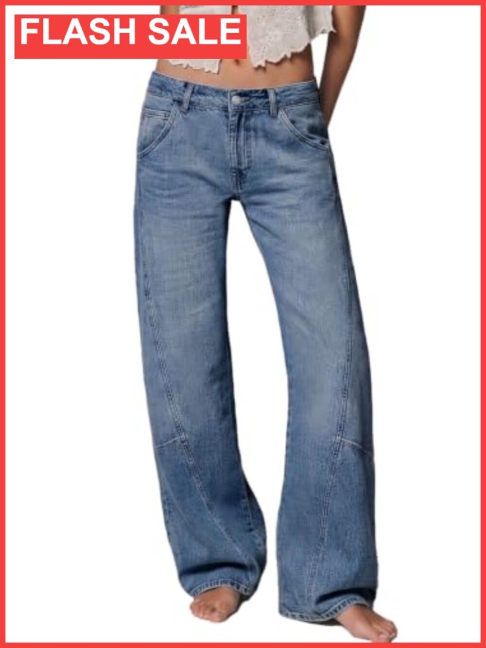 Barrel Jeans Low Rise Baggy Wide Leg Denim Pants Y2K Style
